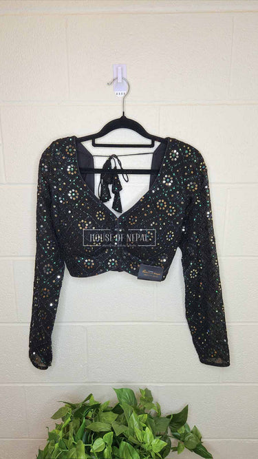 Mirror Work Black Boutique Blouse - House of Nepal