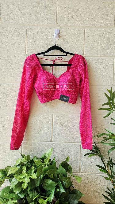 Full Sleeve Threadwork Pink Boutique Blouse - House of Nepal
