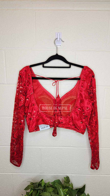 Full Sleeve Red Boutique Blouse - House of Nepal