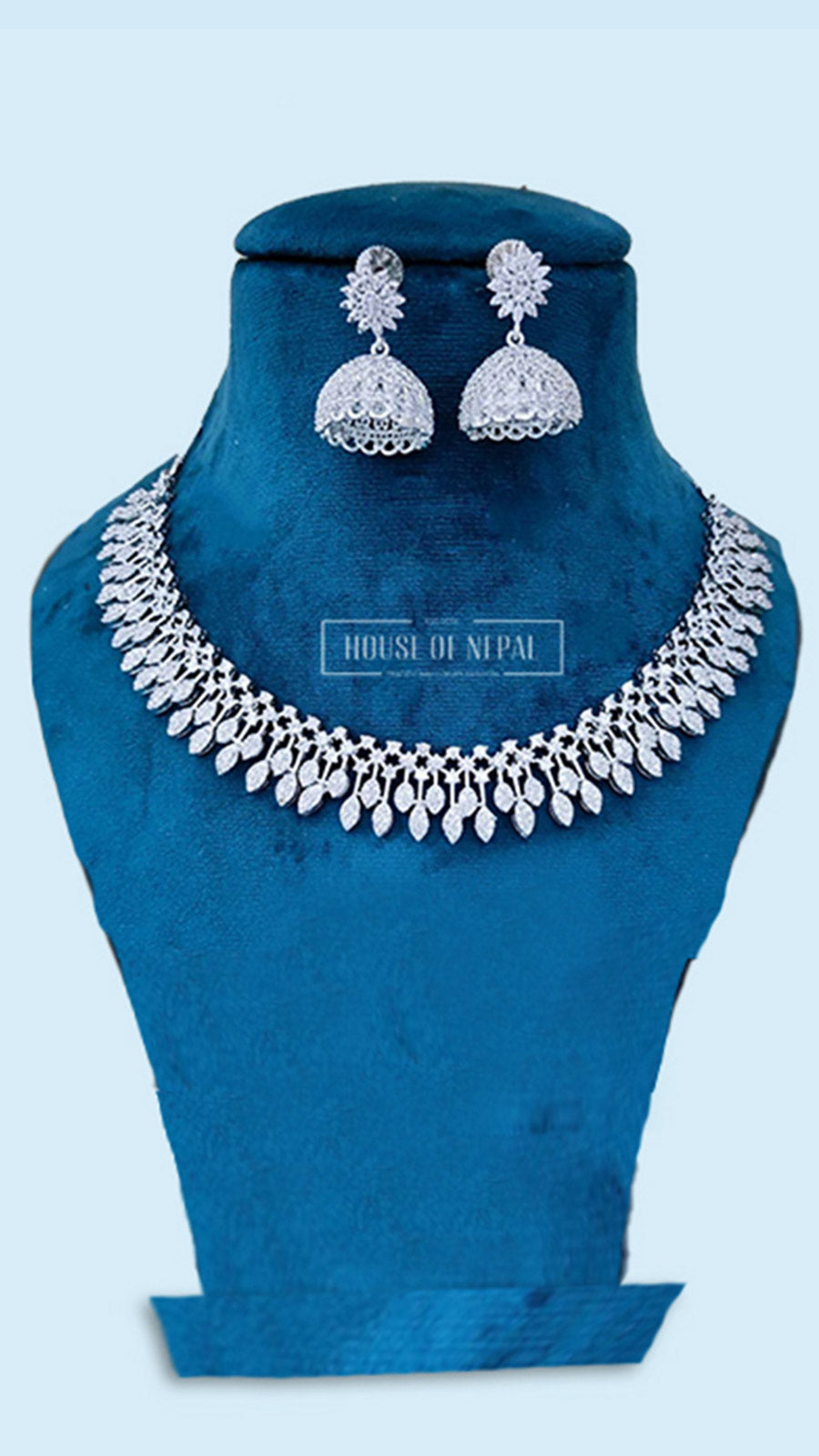 White American Diamond Necklace With Earrings LuxeStone