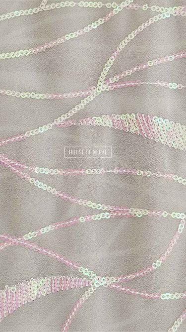 Light Georgette Saree with Rainbow Sequin Work - House of Nepal