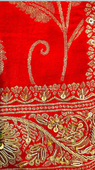 Pure Dola Silk Saree with Full Hand Embroidery Work Shakti - House of Nepal