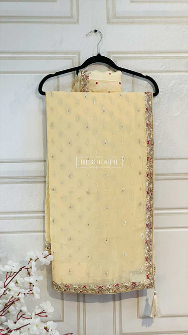 Tatcha Silk with Handwork Border and Premnagari Pattern Manasa - House of Nepal