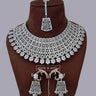 White American Diamond Necklace With Earrings and Bindi - House of Nepal