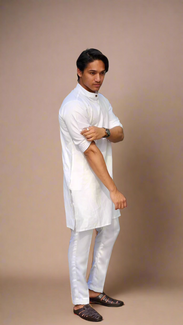 Cotton Mens Kurta White - House of Nepal
