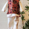 Kids Dhaka Waistcoat Radiance Dark Peach - House of Nepal