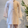 Kids Rayon Chickankari Kurta Set White - House of Nepal