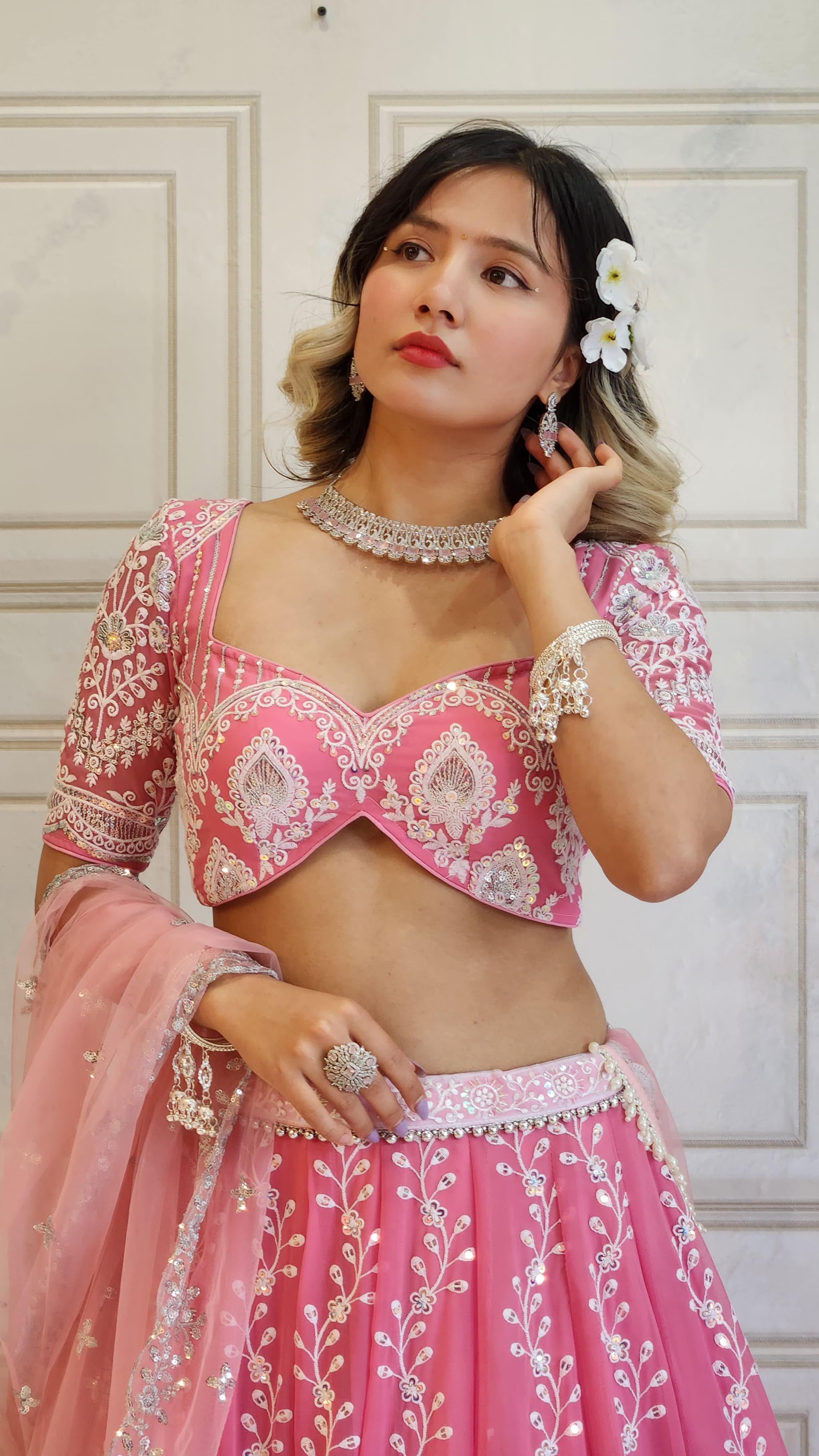 Shop Dusty Pink Viscose Silk Traditional Bridal Lehenga Choli – Empress  Clothing