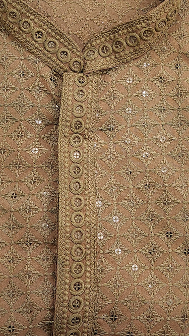 Chikankari Rayon Kurta with Pajama in Moss Green Spade - House of Nepal