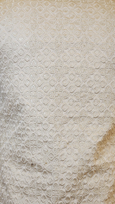 Champagne Sequin Embossed Embroidery Nehru Jacket - House of Nepal