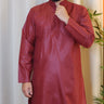 Maroon Foil Printed Cotton Kurta with Pajama Spade - House of Nepal