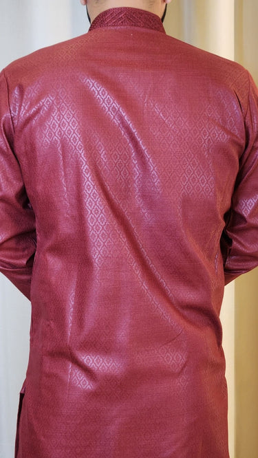 Maroon Foil Printed Cotton Kurta with Pajama Spade - House of Nepal