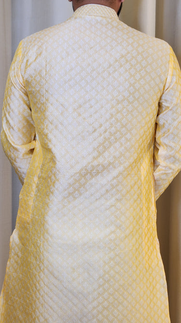 Silk Kurta Set Yellow - House of Nepal