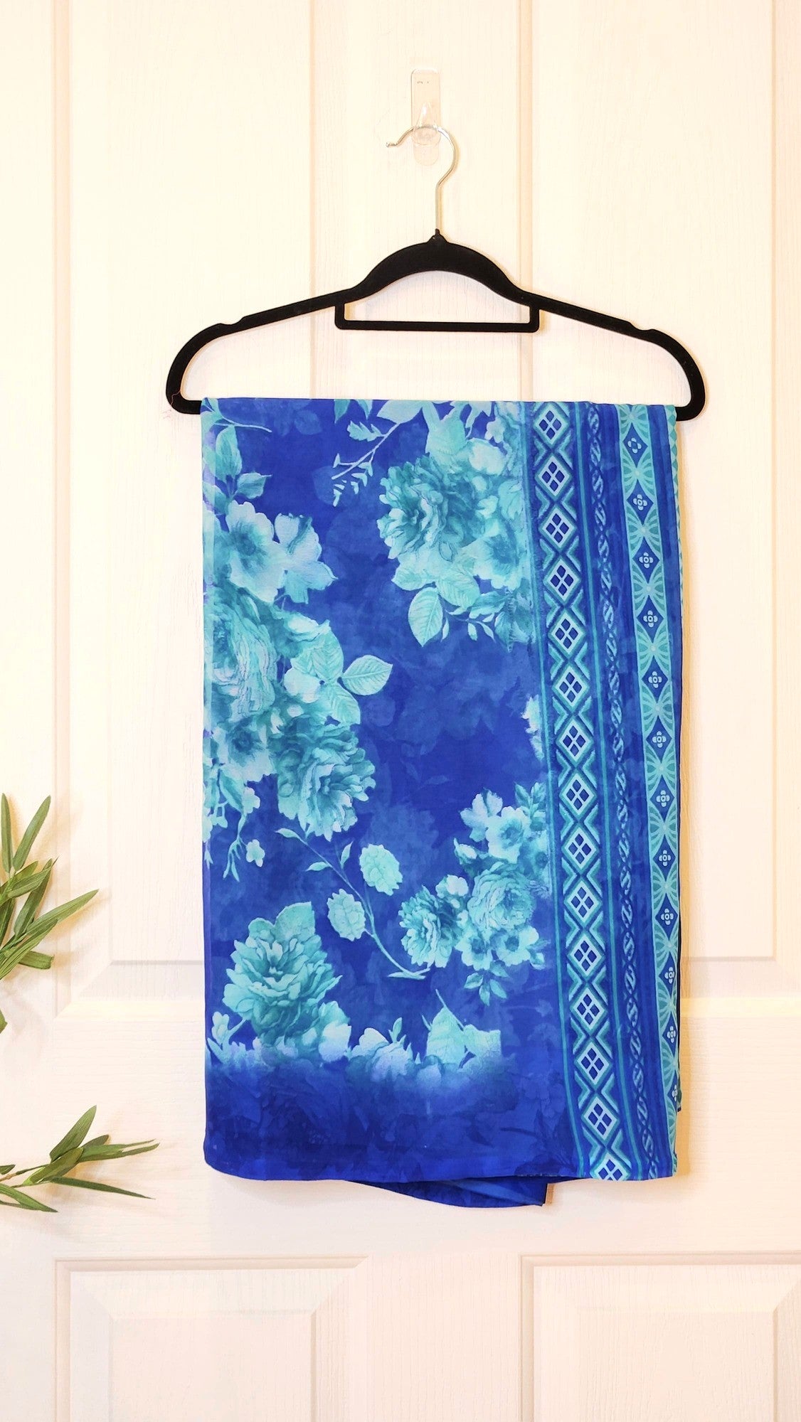 Chiffon Floral Saree in Dark Blue with Mixed Color Palette Daisy