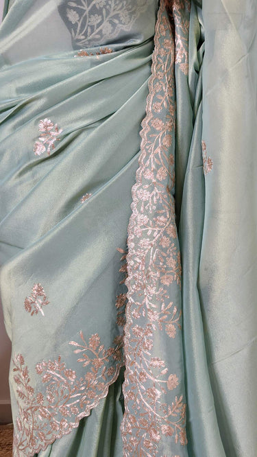 Metal Organza Pittawork Saree - House of Nepal