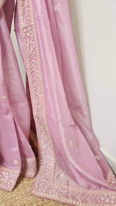 Metal Organza Handwork Saree - House of Nepal