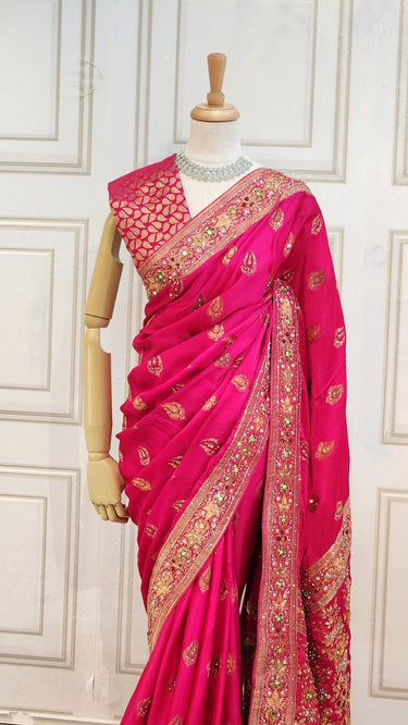Banarasi Katan Silk Saree with Minakari Handwork - House of Nepal