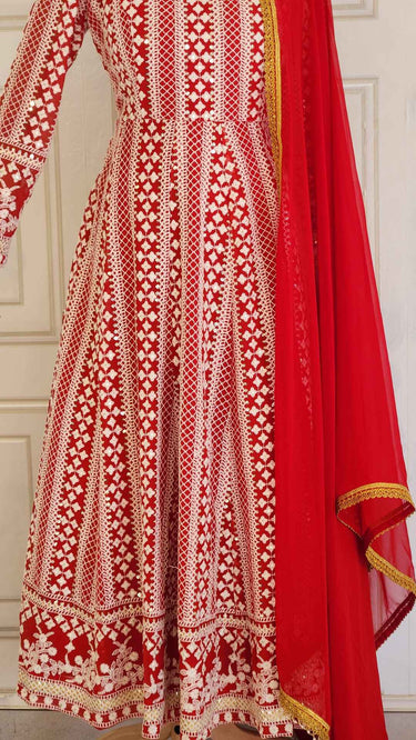 Red Thread Embroidered Boutique Anarkali