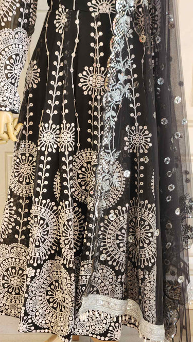 Black  Thread Embroidered  Boutique Anarkali with Mirror Work