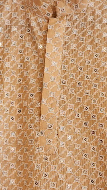 Chikankari Mens Kurta in Peach