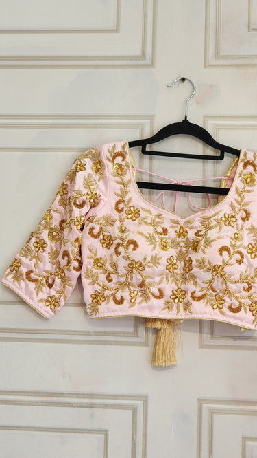 Light Pink Quarter Sleeve Handwork Boutique Blouse