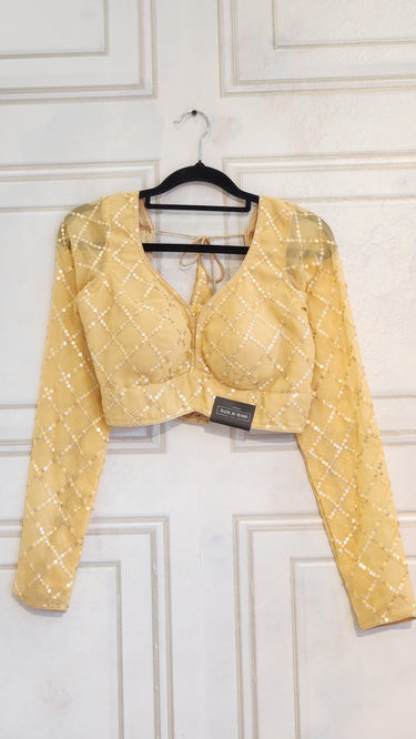 Full Sleeve Golden Sequin Work Boutique Blouse