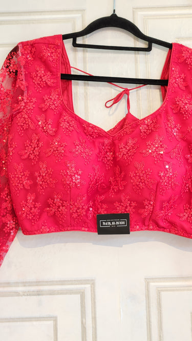 Full Sleeve Red Thread and Sequin Work Boutique Blouse