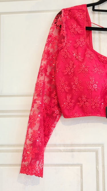 Full Sleeve Red Thread and Sequin Work Boutique Blouse