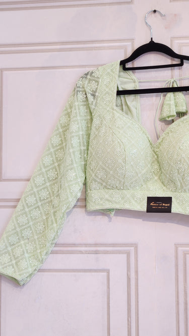 Light Green Chikankari Boutique Blouse