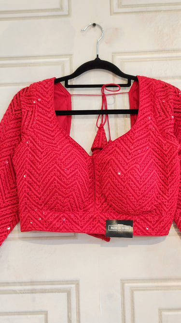 Full Sleeve Red Thread and Mirror Work Boutique Blouse