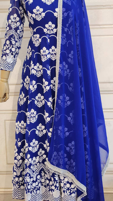 Blue Thread Embroidered Boutique Anarkali Set