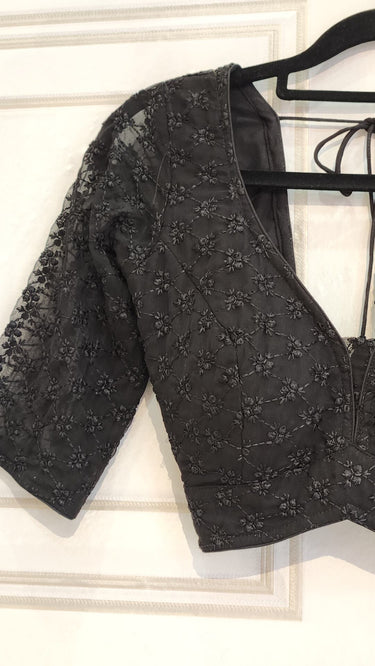 Half Sleeve Black Chikankari Boutique Blouse