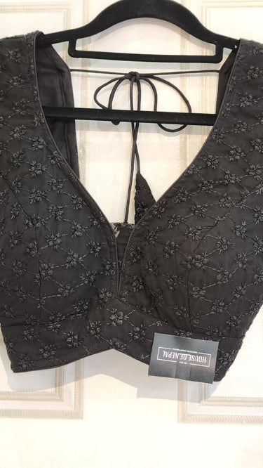 Half Sleeve Black Chikankari Boutique Blouse