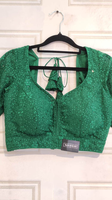 Half Sleeve Thread Work Green Boutique Blouse