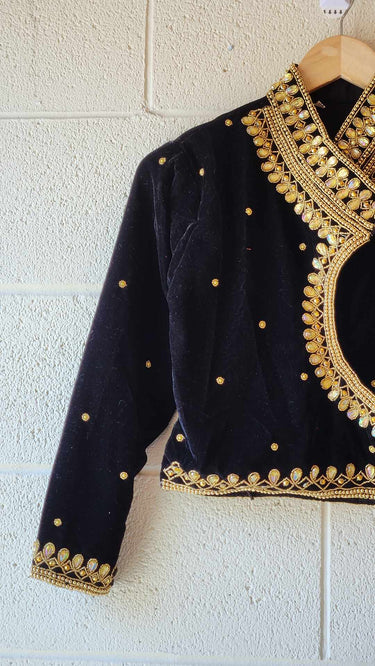 Black Velvet Chaubandi Handwork Boutique Blouse