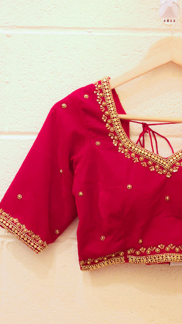 Red Velvet Handwork Blouse