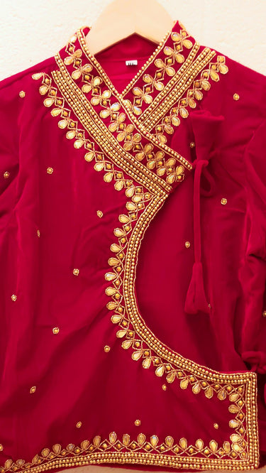Red Velvet Chaubandi Handwork Boutique Blouse