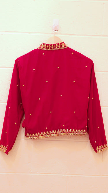 Red Velvet Chaubandi Handwork Boutique Blouse