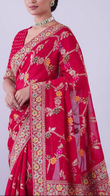 Khaddi Georgette Handwork Saree