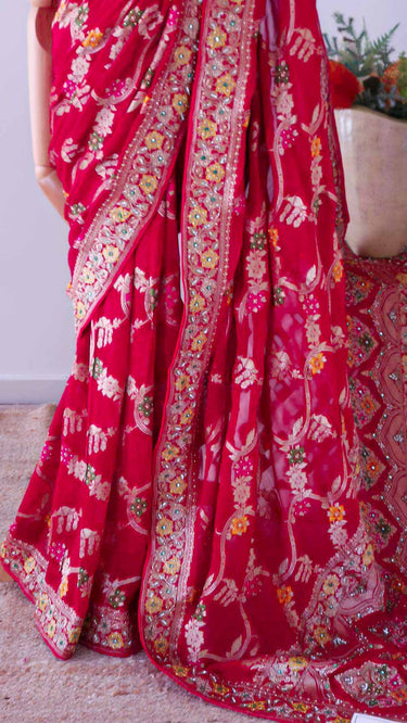 Khaddi Georgette Handwork Saree