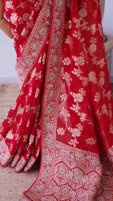 Khaddi Georgette Handwork Saree