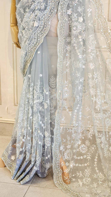 Net Handwork Zircon Saree