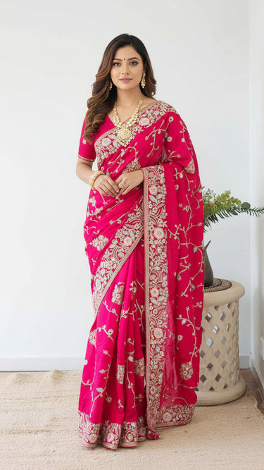 Heavy Jaal Saree with Hand Work
