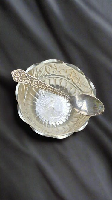 Silver Imitation Pasni Bowl and Spoon