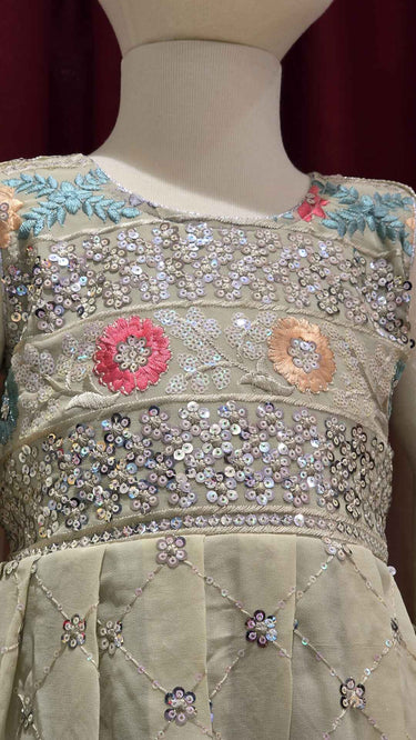 Girl Georgette Kurta with Sequin Work in White