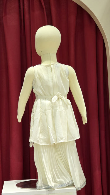 Girl Georgette Kurta with Sequin Work in White