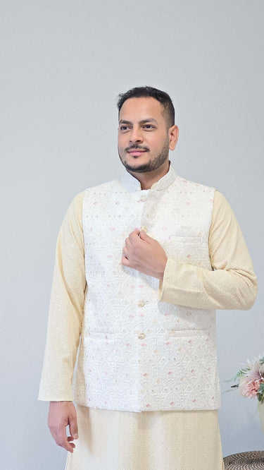 Malai Sequin Nehru Waistcoat Koti