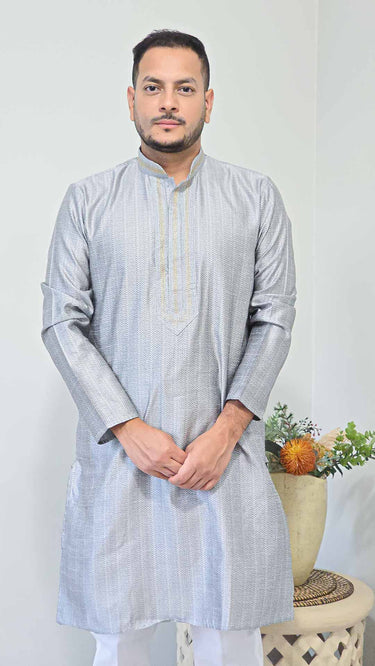 Grey Silk Mens Kurta