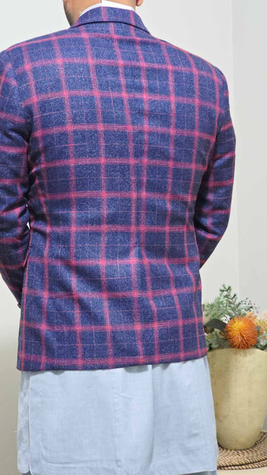 Check Sports Jacket in Blue Pink