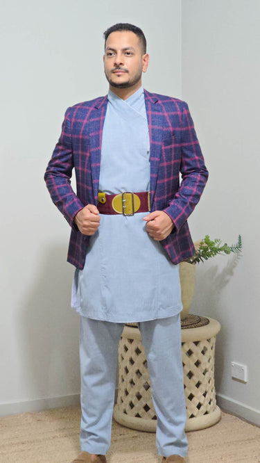 Check Sports Jacket in Blue Pink